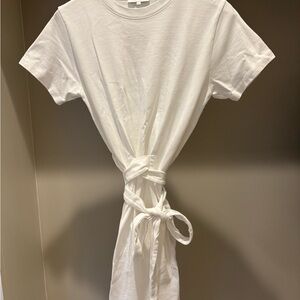 Vince Classic White Tee shirt dress with wrap tie belt attached